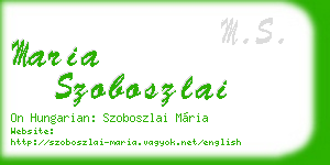 maria szoboszlai business card