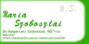 maria szoboszlai business card